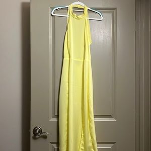 Lulu’s Yellow Halter Backless Dress with Slit.